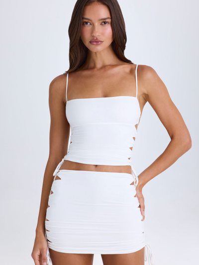 Ohpolly Ruched Cut-Out Mini Skirt in White