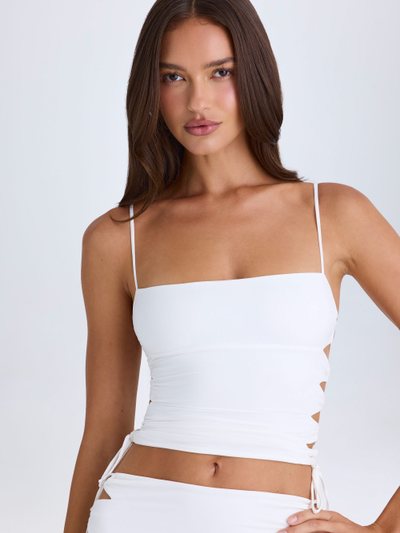 Oh Polly Ruched Cut-Out Top in White