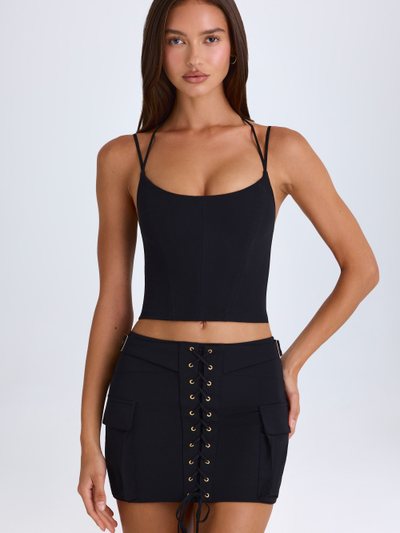 Ohpolly Lace-Up Cargo Micro Mini Skirt in Black