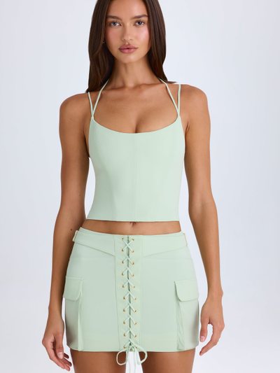 Ohpolly Lace-Up Cargo Micro Mini Skirt in Green