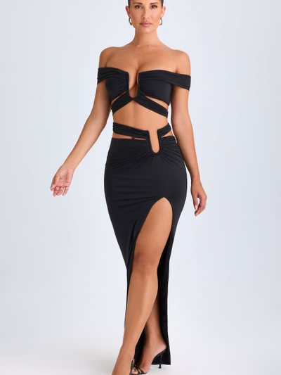 Ohpolly Asymmetric Cut-Out Maxi Skirt in Black
