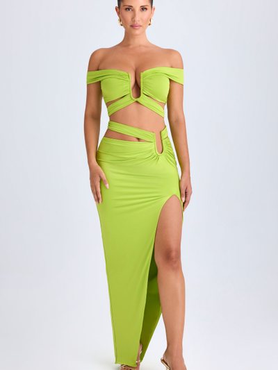 Ohpolly Asymmetric Cut-Out Maxi Skirt in Lime Green