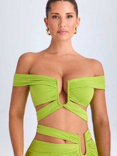 Ohpolly Cut-Out Off-Shoulder Crop Top in Lime Green