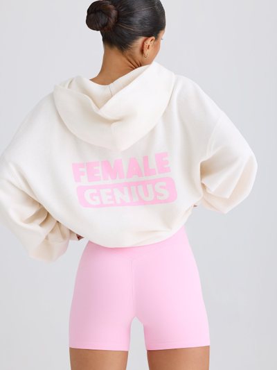 Oh Polly Textured Cotton Jersey Graphic Print Hoodie in White