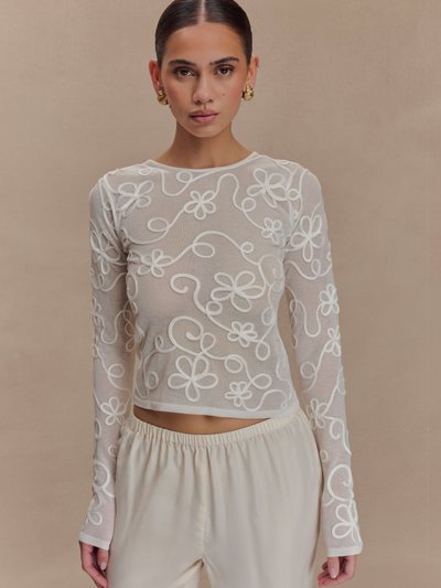 Meshki Omari Embroidery Long Sleeve Knit Top - Ivory