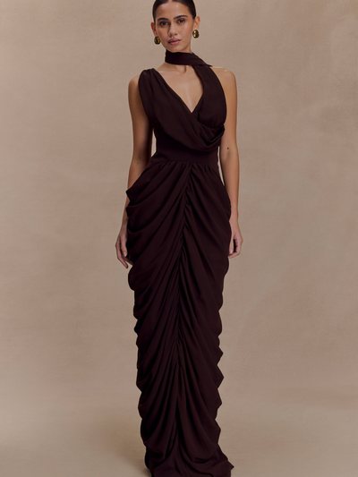 Meshki Alex Chiffon Maxi Dress - Cacao Brown