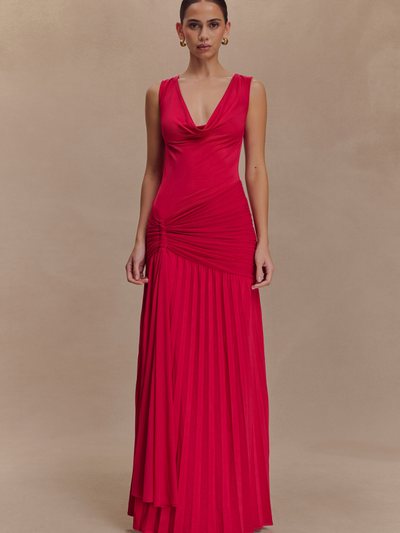 Meshki Dania Cowl Neck Slinky Maxi Dress - Fuchsia Pink