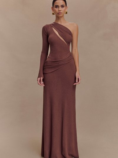 Meshki Alexius One Shoulder Knit Maxi Dress - Nutmeg