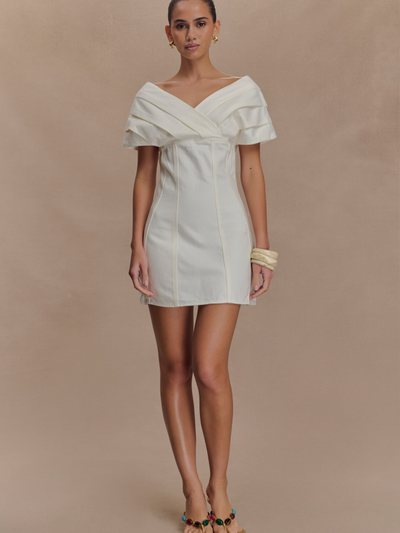 Meshki Pascale Off Shoulder Denim Mini Dress - White