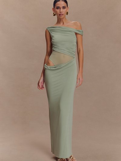 Meshki Callen One Shoulder Slinky Maxi Dress - Sage