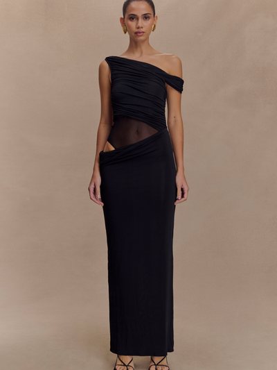 Meshki Callen One Shoulder Slinky Maxi Dress - Black