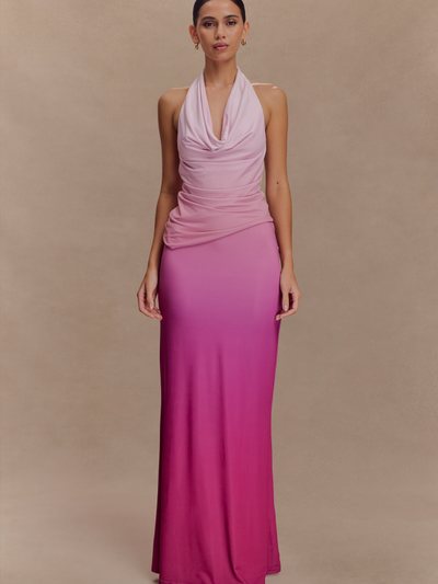 Meshki Bruna Slinky Fishtail Maxi Skirt - Ombre Pink
