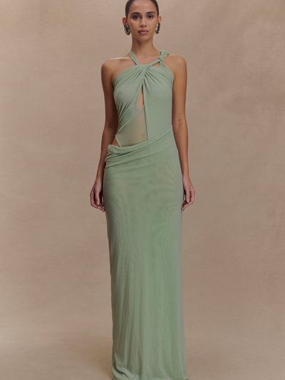 Meshki Edwina Knotted Mesh Maxi Dress - Sage
