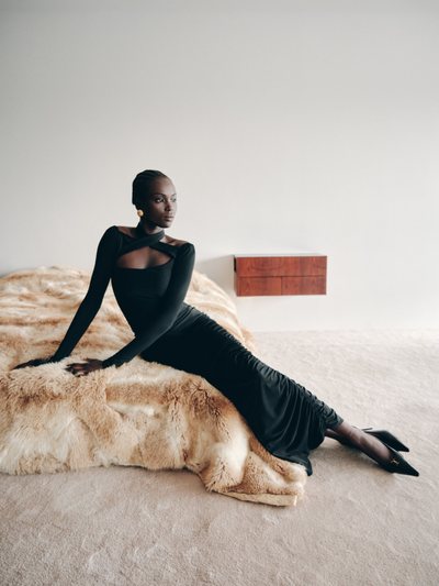 Meshki Lyndon Long Sleeve Slinky Maxi Dress - Black