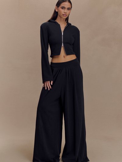 Meshki Aspen Gathered Wide Leg Jogger - Black