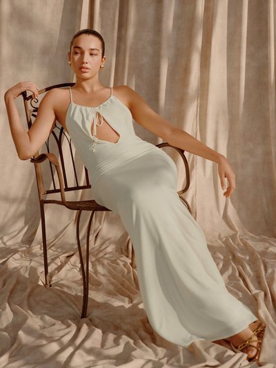 Meshki Beryl Slinky Maxi Dress With Pearls - Ivory