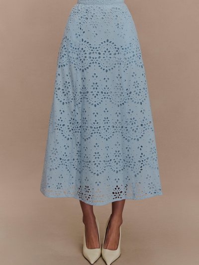 Meshki Arla Broderie Midi Skirt - Pale Cornflower Blue