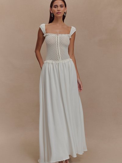 Meshki Tahlia Pointelle Knit Midi Dress - White