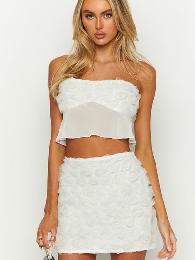 Beginningboutique Roaslie White Strapless Crop Top