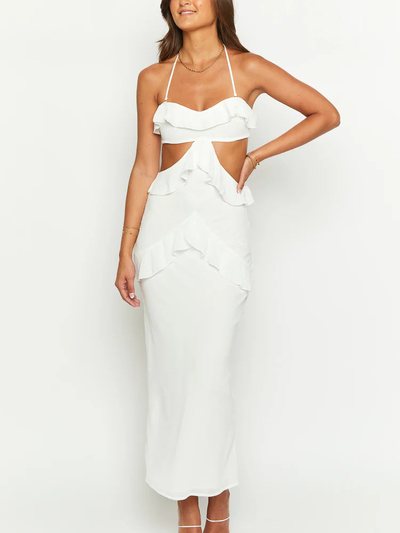 Beginningboutique Ryder White Strapless Ruffle Maxi Dress
