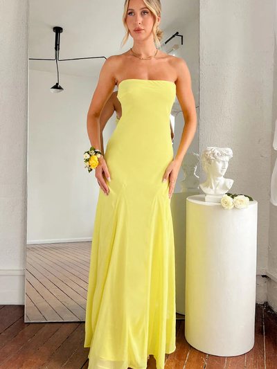 Beginning Boutique Myka Yellow Strapless Maxi Dress