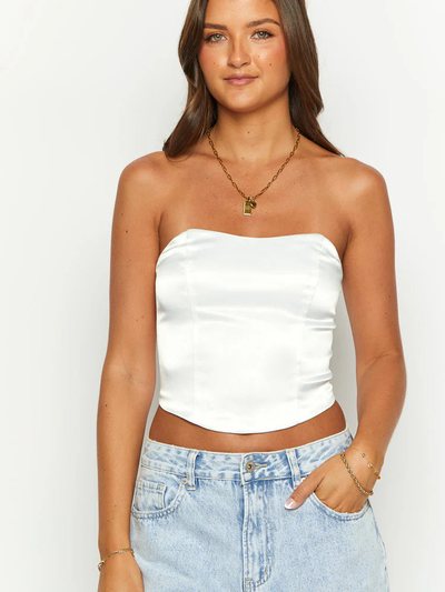 Beginning Boutique Ember Elegance White Satin Corset Top