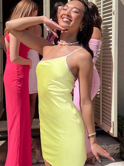 Beginningboutique Sunny Chic Yellow Satin Mini Dress