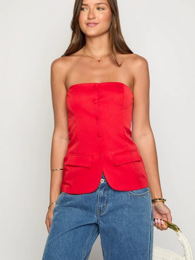 Beginningboutique Dien Red Strapless Button Up Top