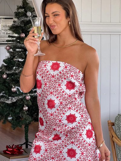 Beginning Boutique Ellie Red Tile Print Mini Dress