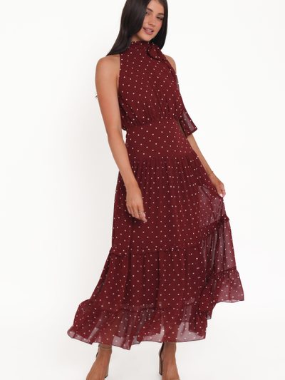 Petalandpup Leona Halterneck Maxi Dress - Red Polka Dot