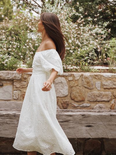 Petalandpup Clo Puff Sleeve Midi Dress - White Broderie
