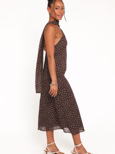 Petalandpup Elva Halterneck Midi Dress - Brown Polka Dot