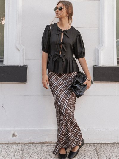 Petalandpup Sandra Midi Skirt - Brown Check