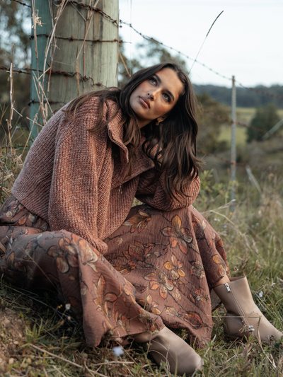 Petalandpup Hallow Collar Quarter Zip Sweater - Brown