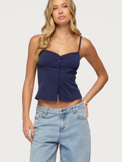 Edikted Delia Sweetheart Button Up Tank Top