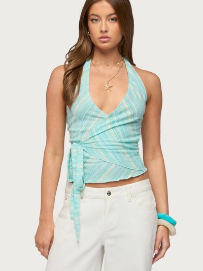 Edikted Aquarelle Striped Wrap Halter Top