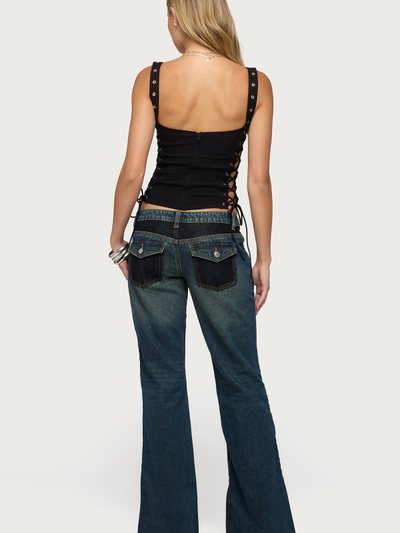 Edikted Tatem Lacey Low Rise Flared Jeans