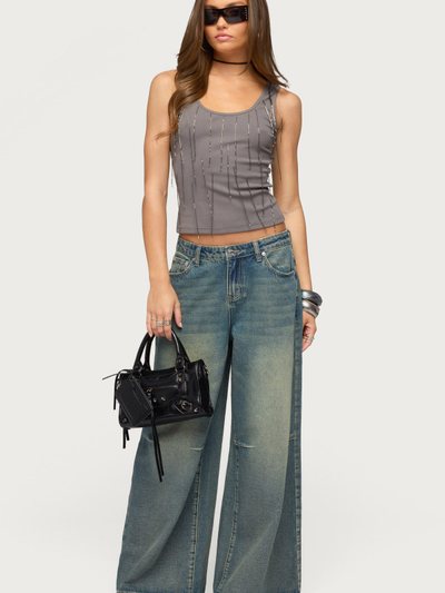Edikted Adjustable Button Low Rise Baggy Jeans
