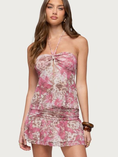 Edikted Tessa Floral Split Front Halter Top