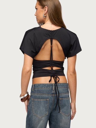 Edikted Salie Back Cutout Flutter Top