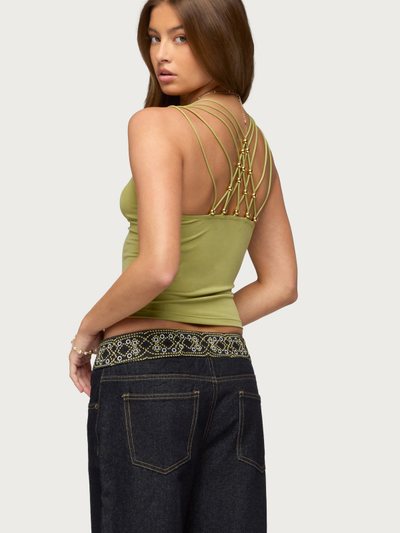 Edikted Vinney Strappy Bead V Neck Top