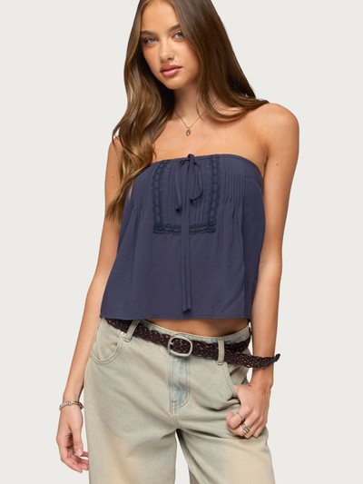 Edikted Joycee Tie Front Strapless Top