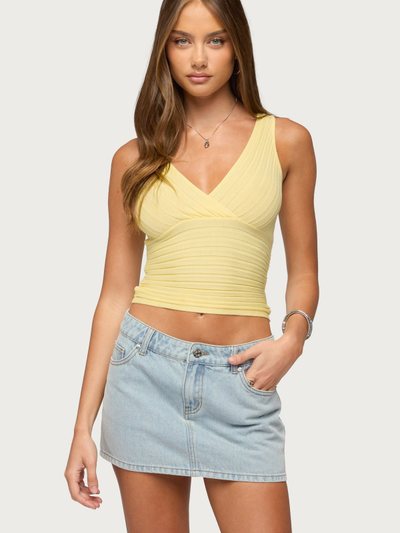 Edikted Beah Ribbed Knit V Neck Top