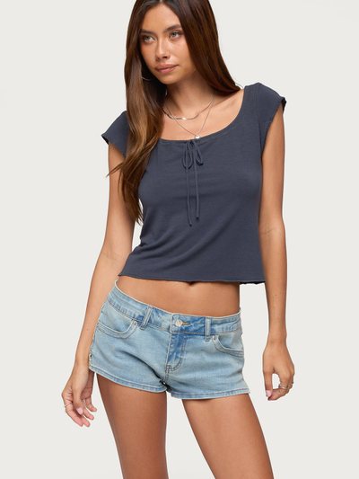 Edikted Pera Wide Scoop Neck Tie Top