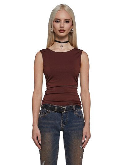 Dollskill Elegant Turn Short Sleeve Top - Brown
