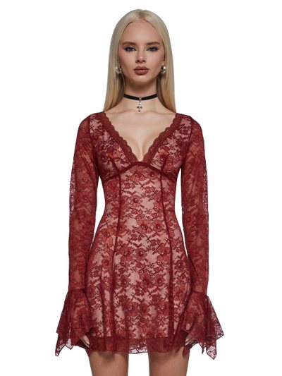 Dollskill Mary Jane Lace Dress - Red