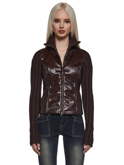 Dollskill Tara Vegan Leather Knit Sweater