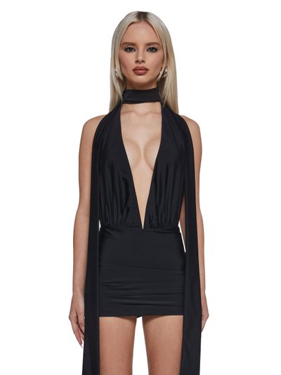 Dollskill Ego Halter Dress With Scarf - Black