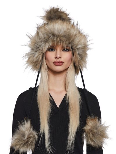 Dollskill Bubble Pop Faux Fur Hat With Pom Poms - Black