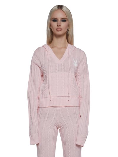 Dolls Kill Cable Knit Pullover Hoodie